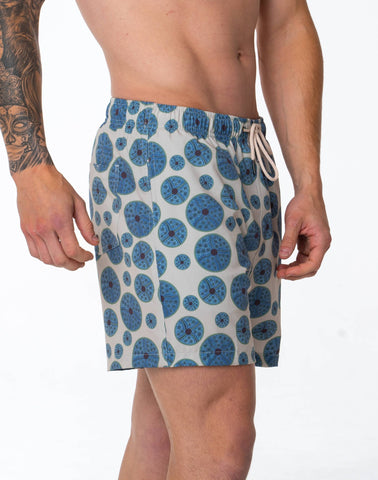 Sustainable Mens' Sea Urchin Print Shorts from SevenC's - Side View