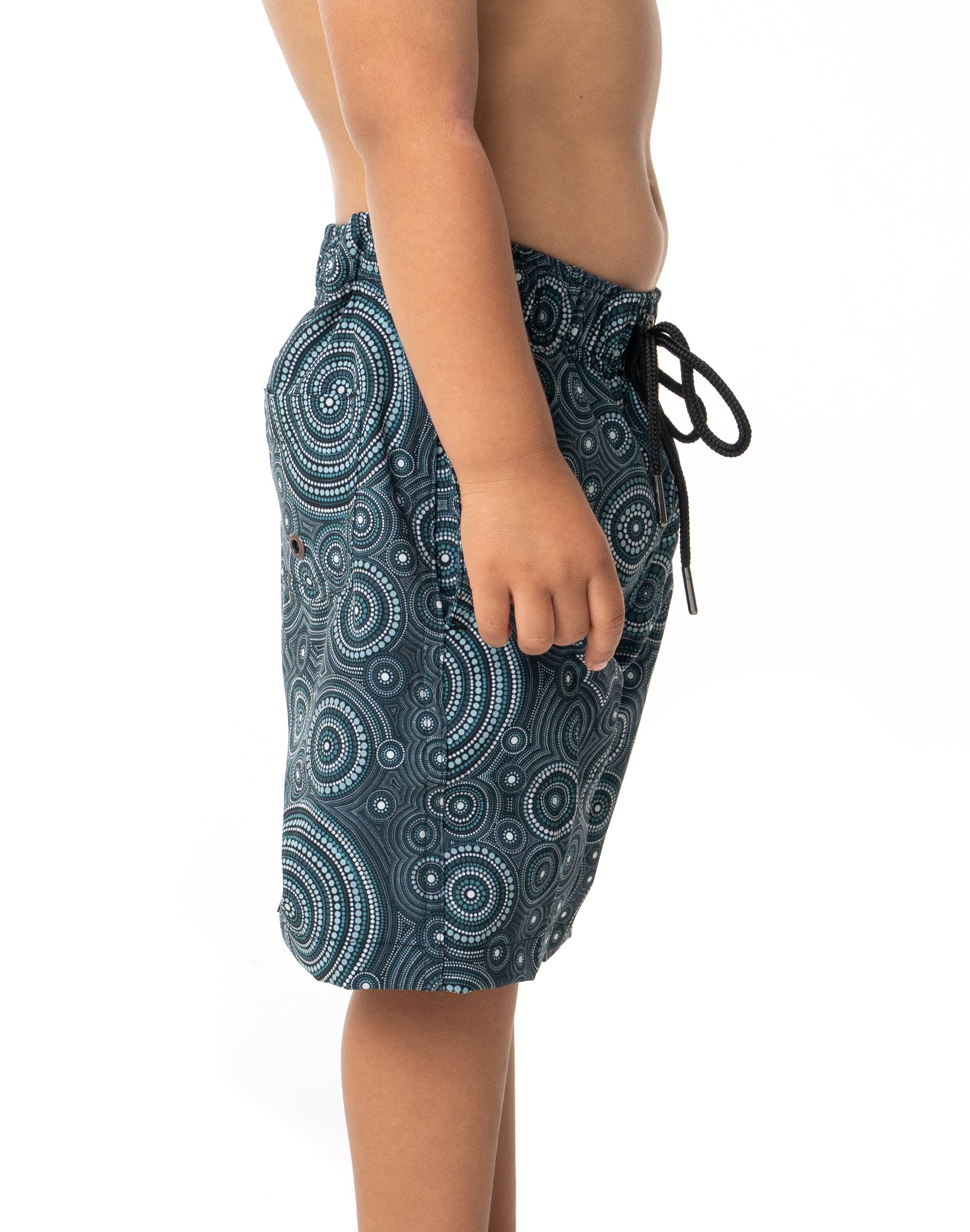SevenC's Kids' Recycled Polyester Shorts in Dreaming Print - Side View