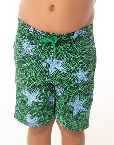 SevenC's Kids' Recycled Polyester Shorts in Star Fish Print - Front View
