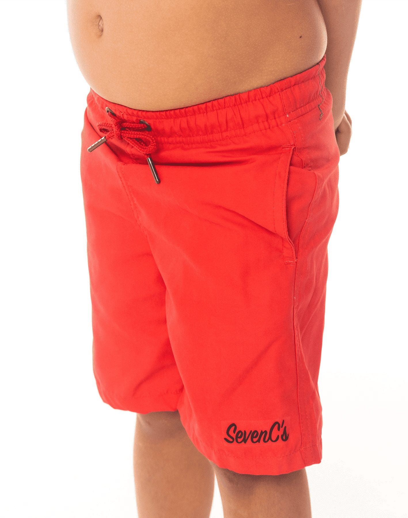 Sustainable Kids' Red Shorts from SevenC's - Side View