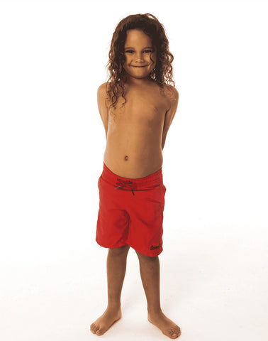 Sustainable Kids' Red Shorts from SevenC's - On Model