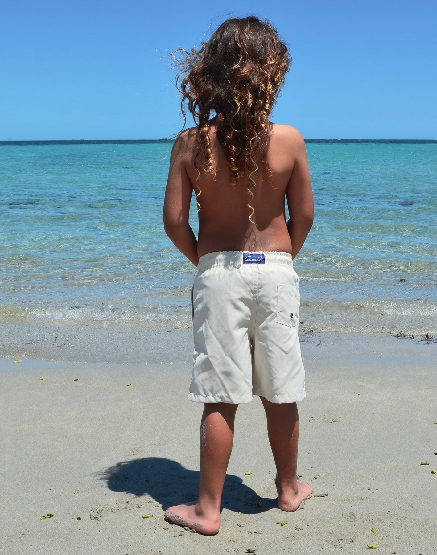 Eco-Friendly Sand Stone Kids' Shorts by SevenC's - Back View