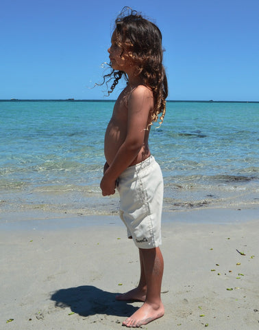 Eco-Friendly Sand Stone Kids' Shorts by SevenC's - Side View