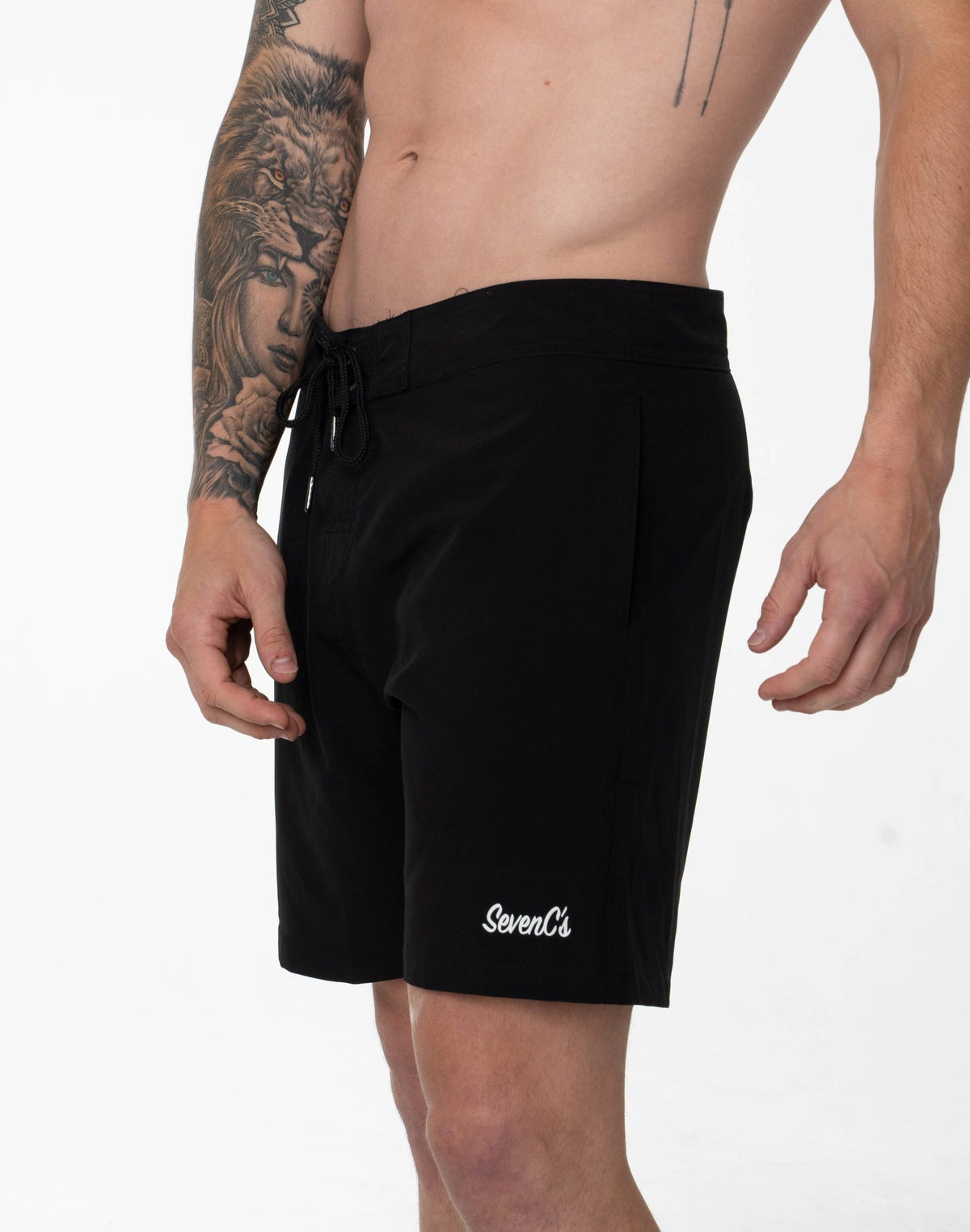 Sustainable Men's Black Board Shorts from SevenC's