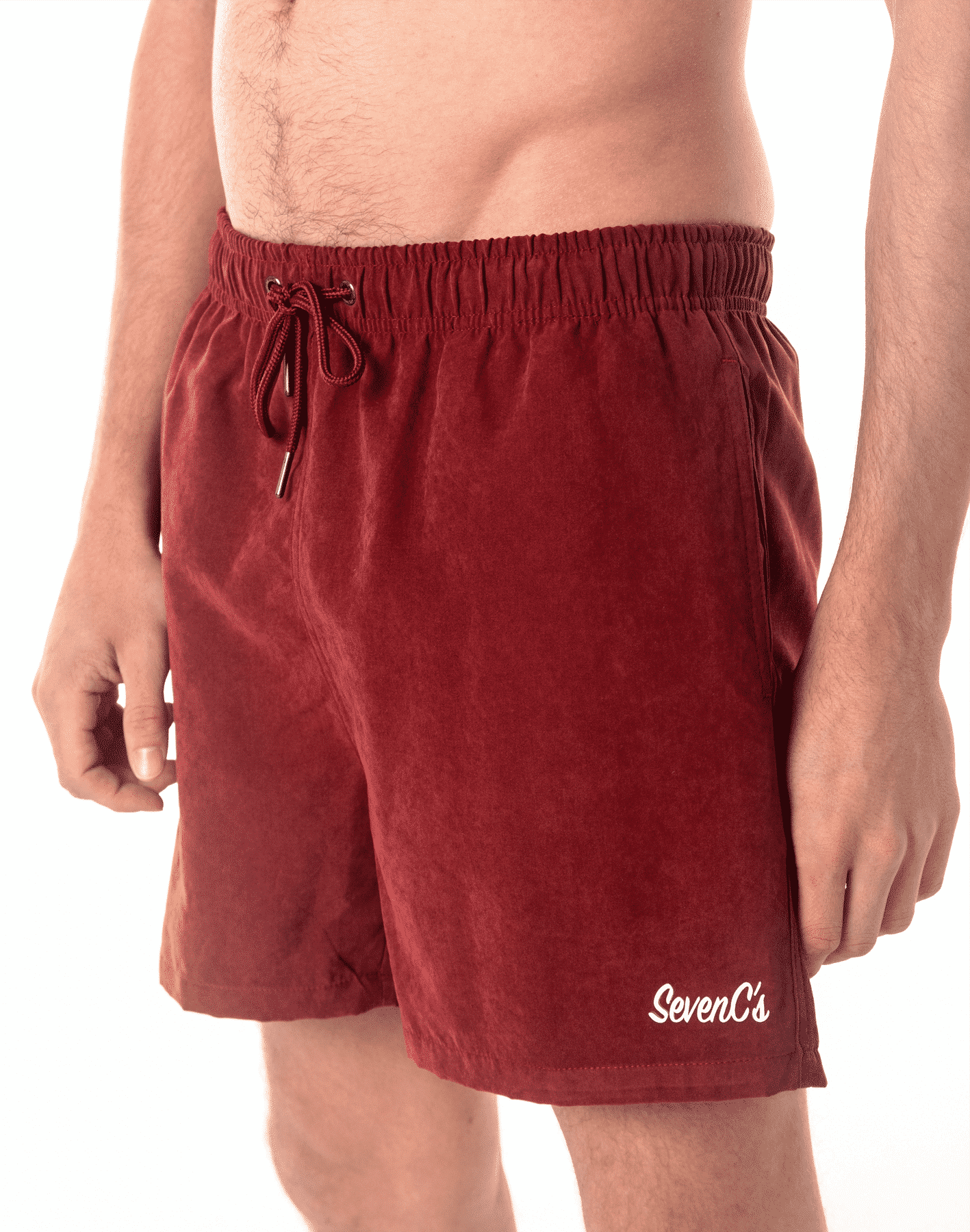 Eco-Friendly Burgundy  Men's Shorts by SevenC's Side View