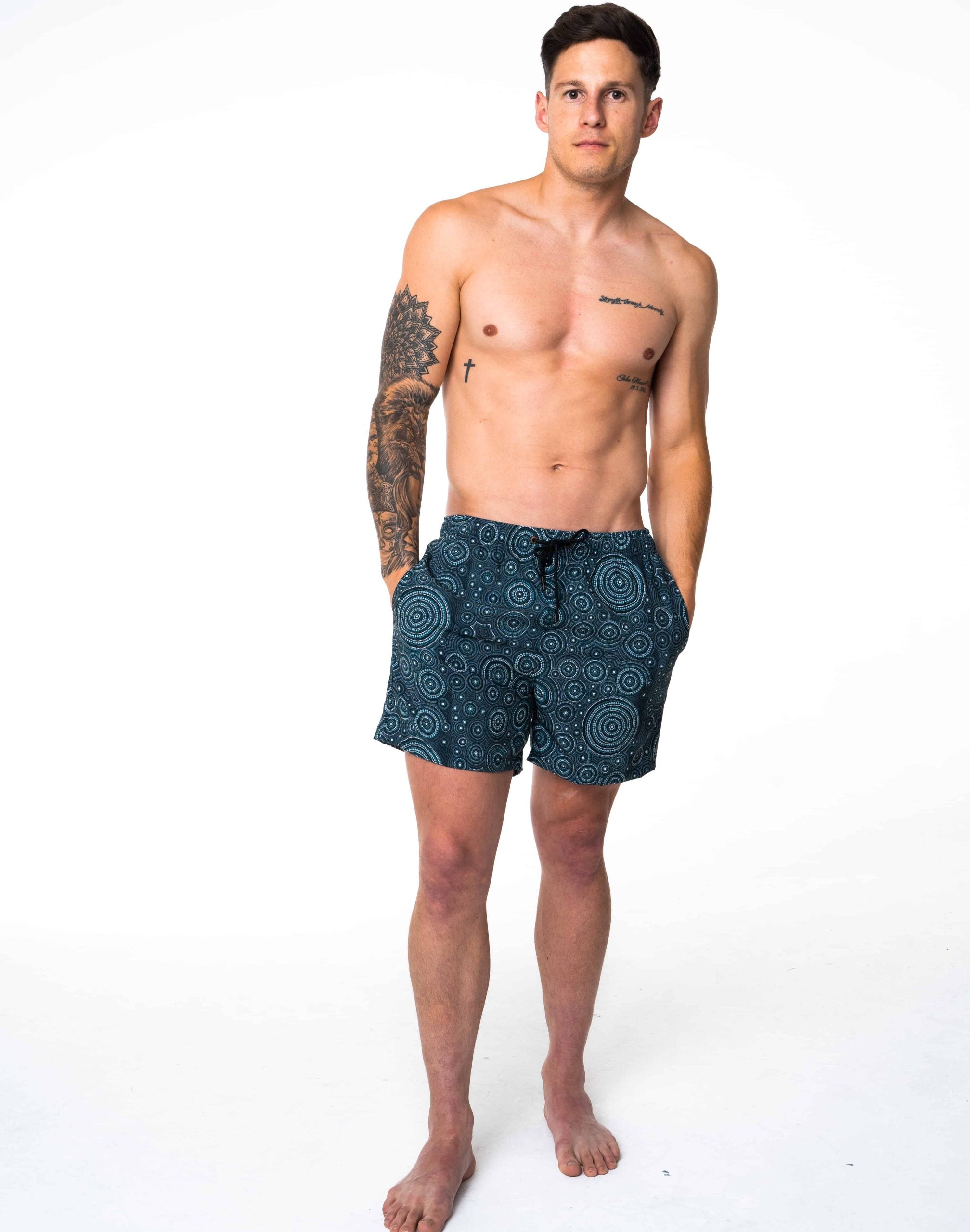Sustainable Men's Dreaming Print Shorts from SevenC's - Front View