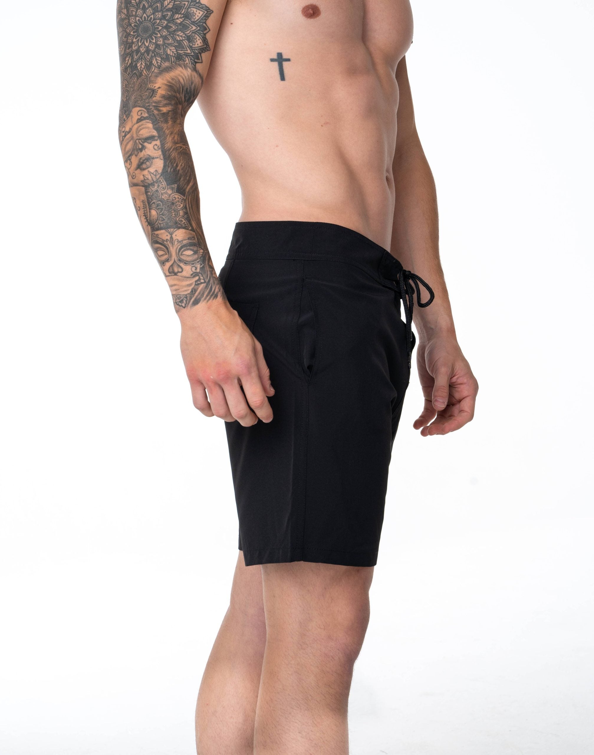 Sustainable Men's Black Board Shorts from SevenC's