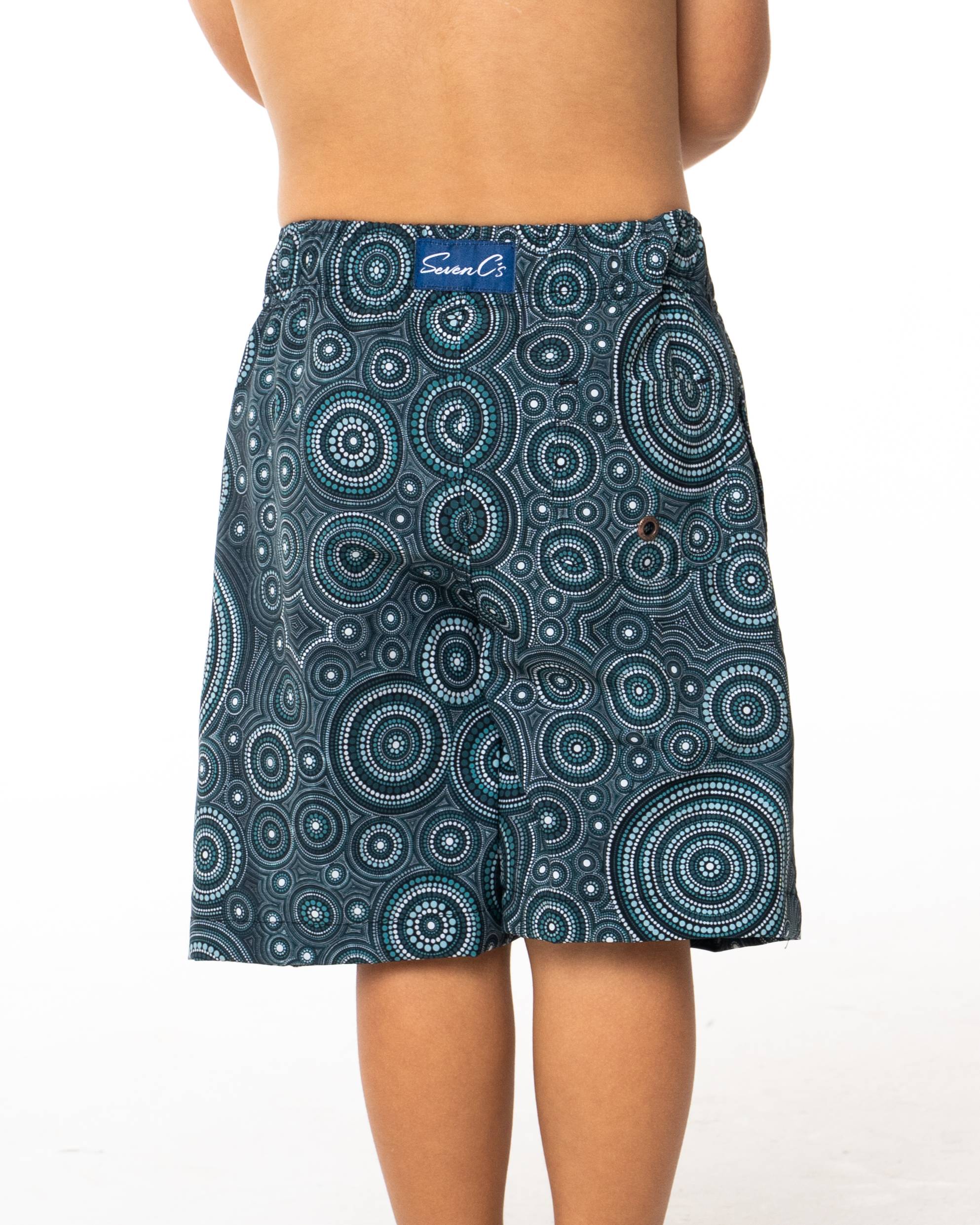 SevenC's Kids' Recycled Polyester Shorts in Dreaming Print - Back View