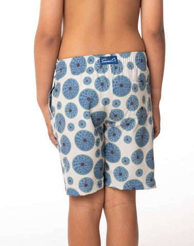 Sustainable Kids' Sea Urchin Print Shorts from SevenC's - Back View