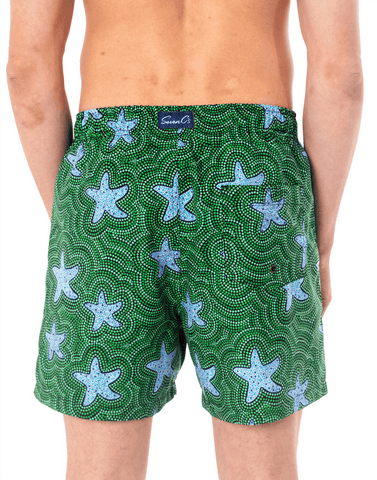 Sustainable Men's Star Fish Print Shorts from SevenC's - back View