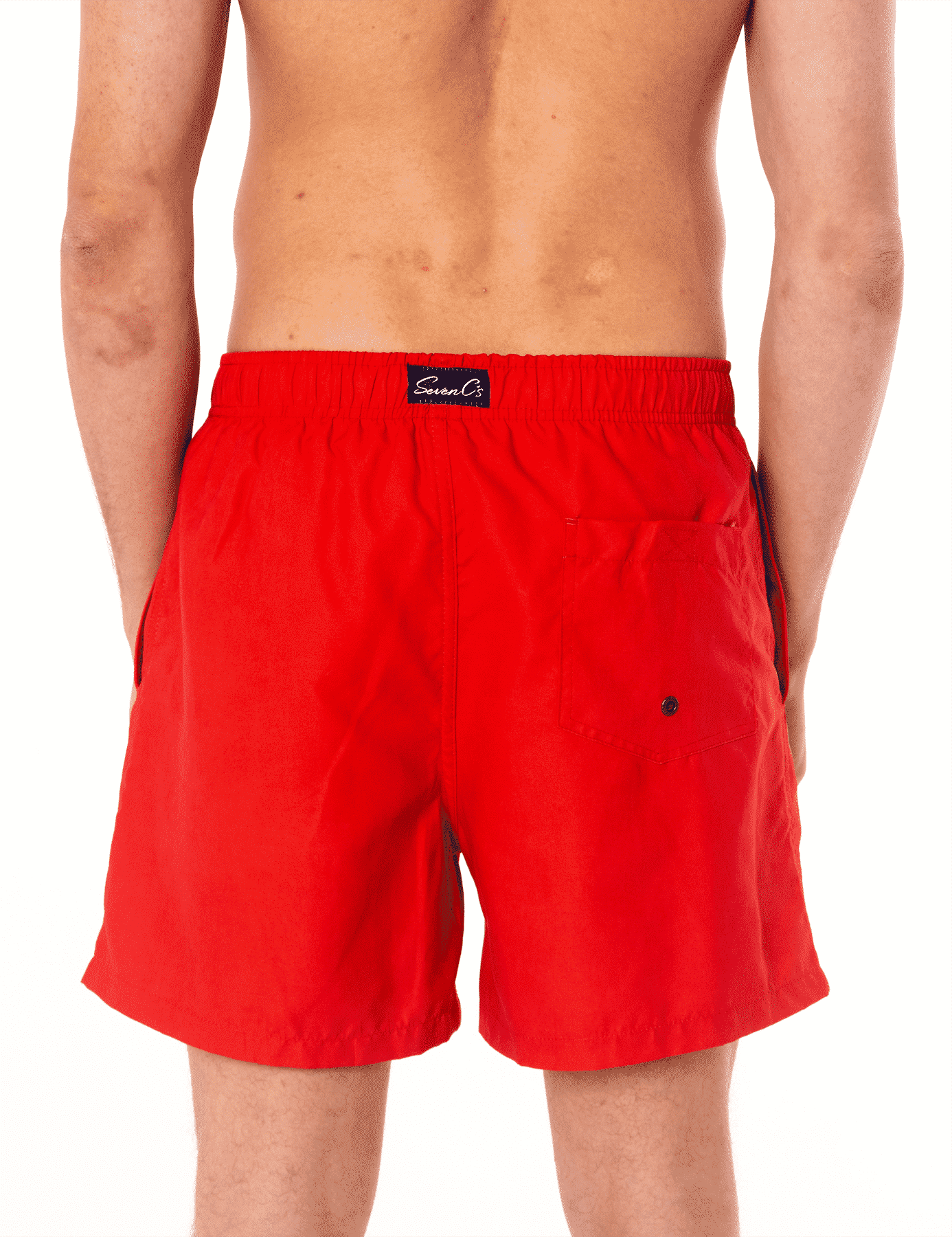 Sustainable Men's Red Shorts from SevenC's  - Back View
