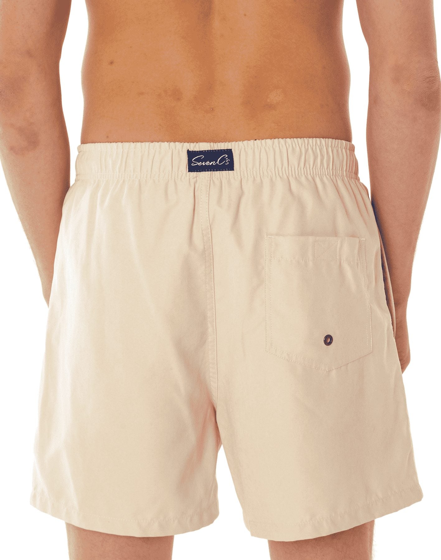 SevenC's Men's Recycled Polyester Shorts in Sand Stone - Back View