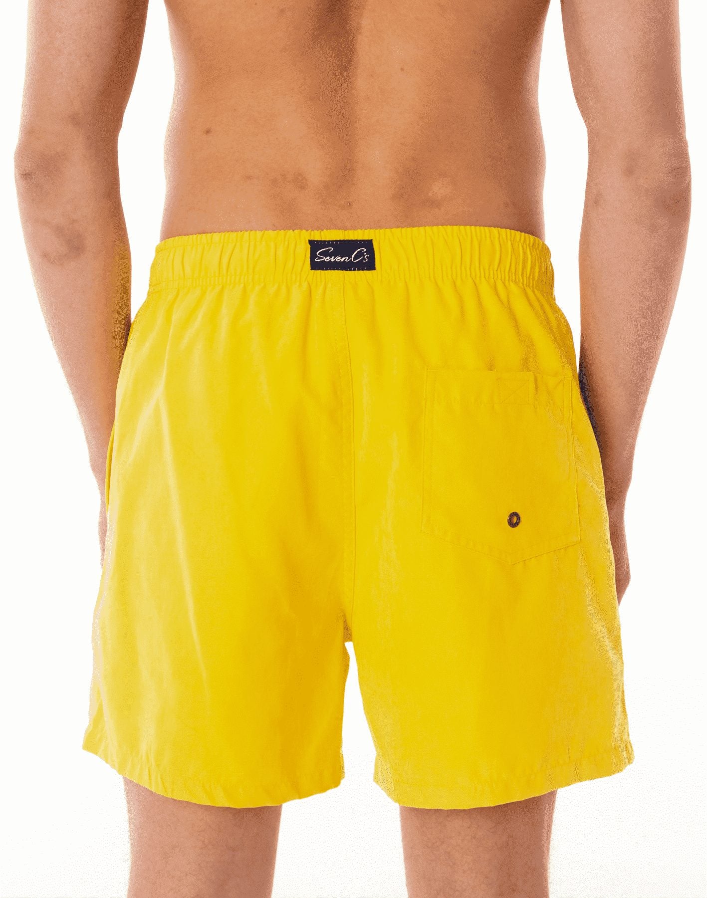 SevenC's Mens' Recycled Polyester Shorts in Yellow - Back View