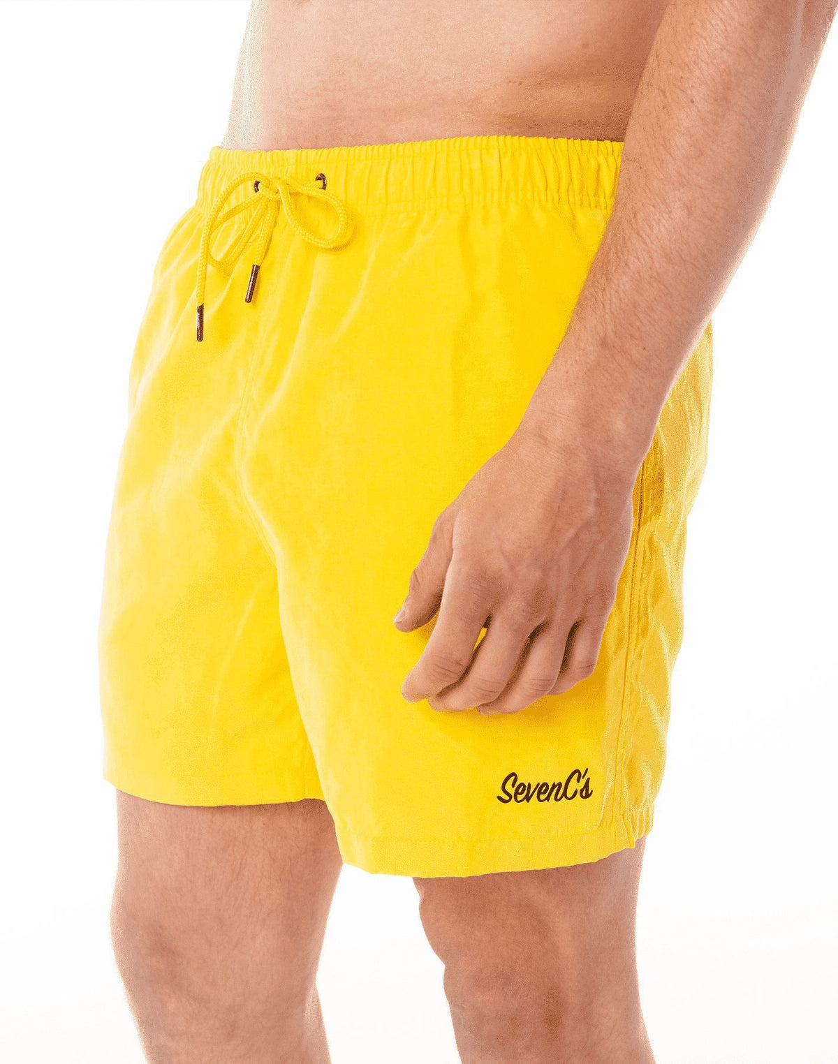 SevenC's Mens' Recycled Polyester Shorts in Yellow - Side View