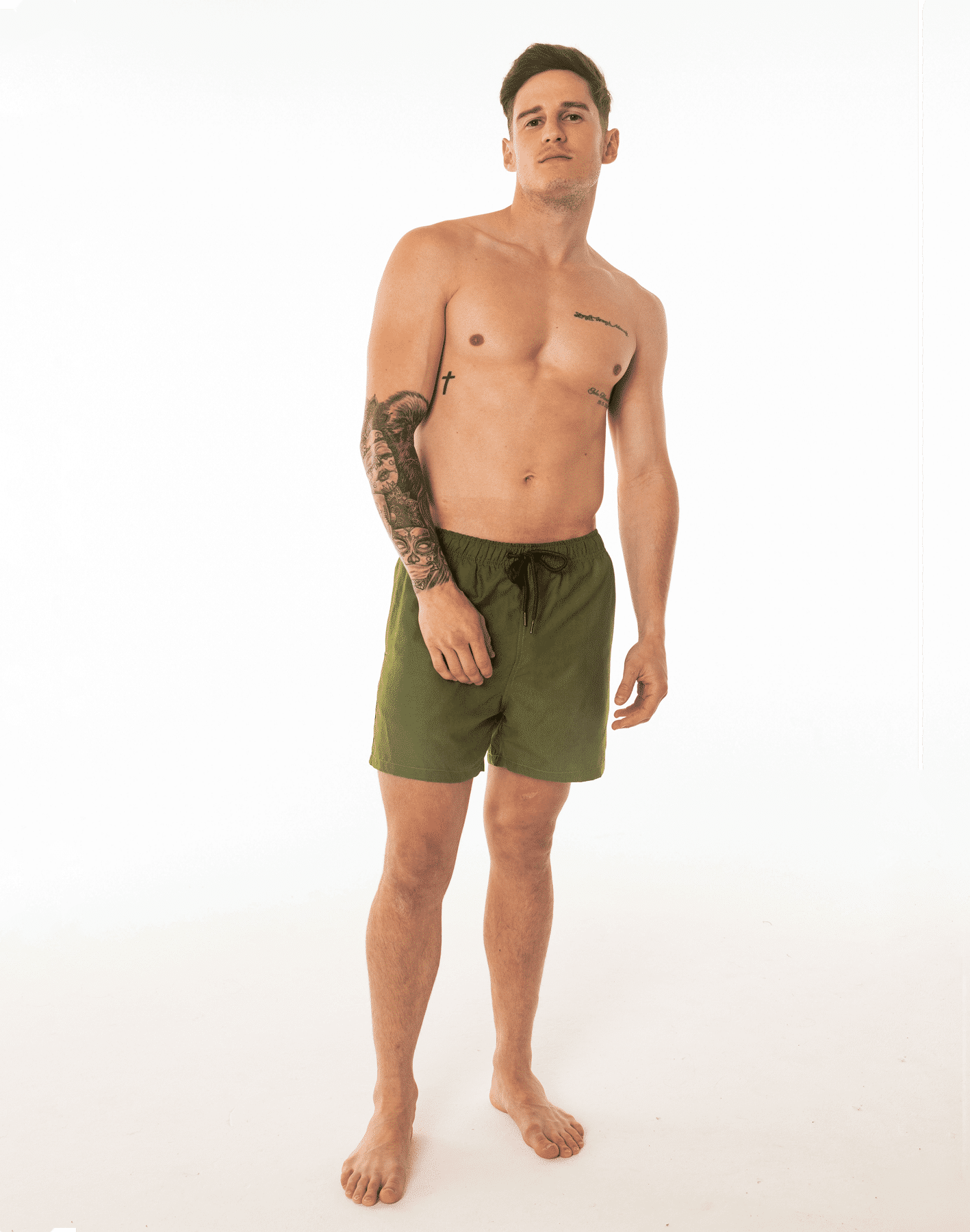 Eco-Friendly Olive Men's Shorts by SevenC's - on model
