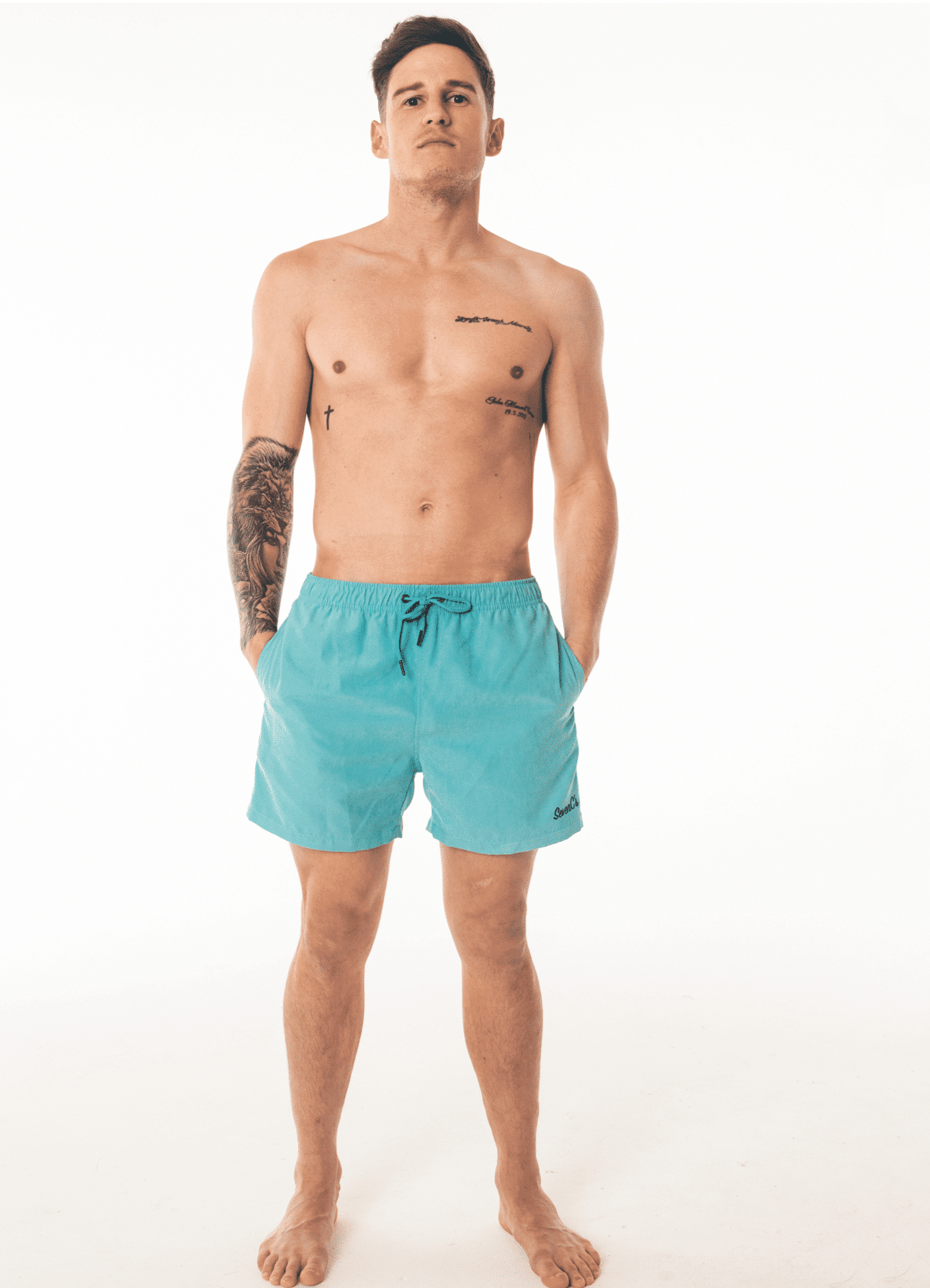 SevenC's Men's Recycled Polyester Shorts in Blue - Front  View
