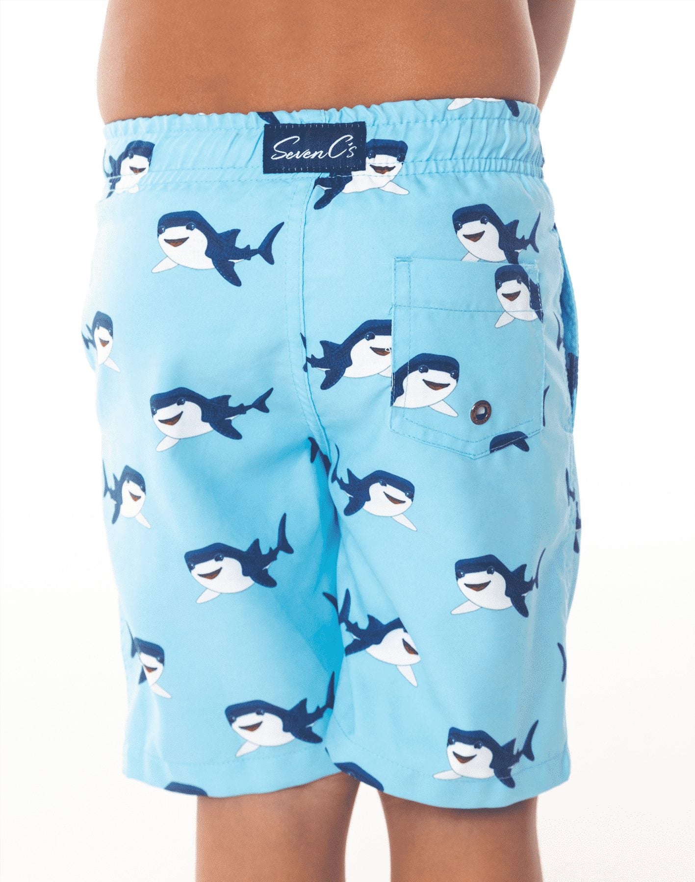 Sustainable Men's Whaleshark Print Shorts from SevenC's - Back View