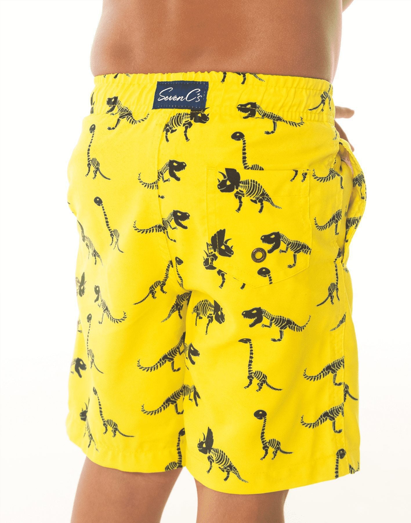 Eco-Friendly Dinosaur Kids' Shorts by SevenC's Back View
