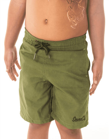  SevenC's Kids' Recycled Polyester Shorts in Olive - Front View