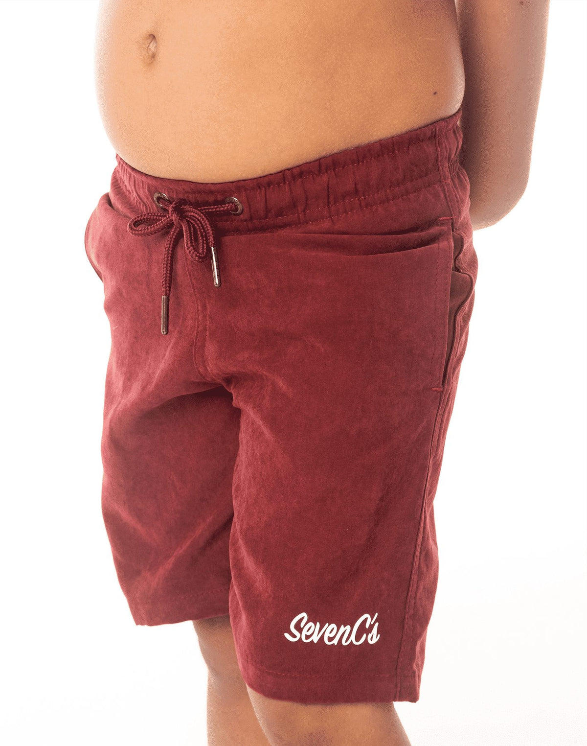 SevenC's Kids' Recycled Polyester Shorts in Burgundy