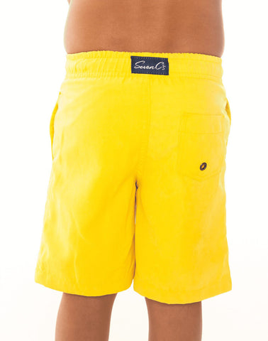 SevenC's Kids' Recycled Polyester Shorts in Yellow - Back View