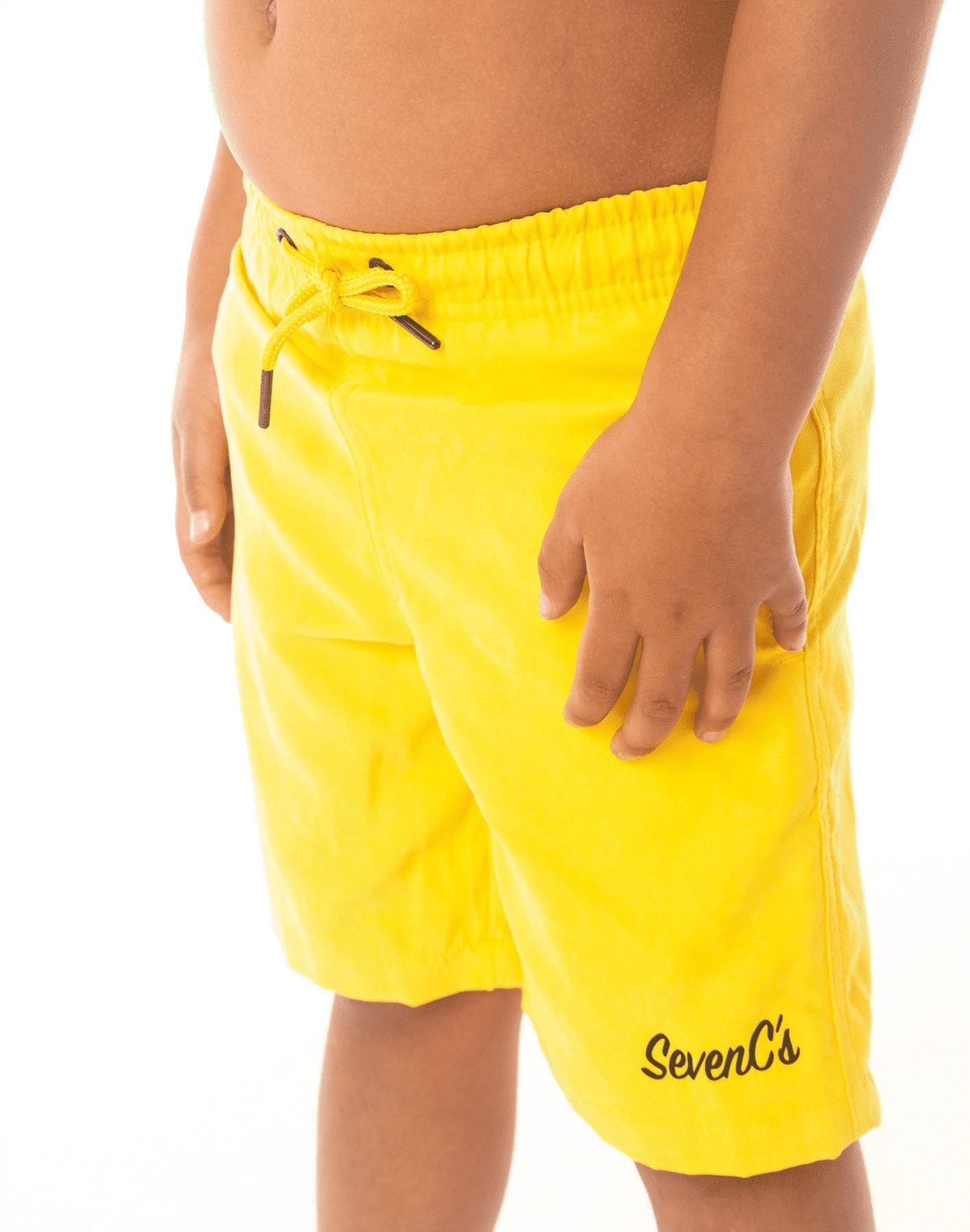SevenC's Kids' Recycled Polyester Shorts in Yellow - Side View