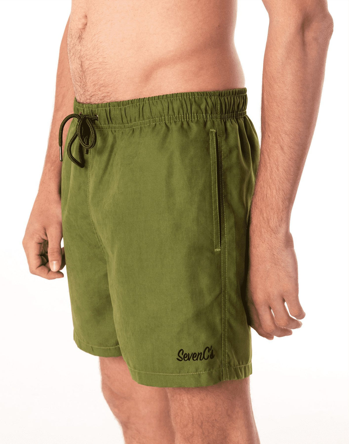Eco-Friendly Olive Men's Shorts by SevenC's - Side View