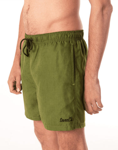 Eco-Friendly Olive Men's Shorts by SevenC's - Side View