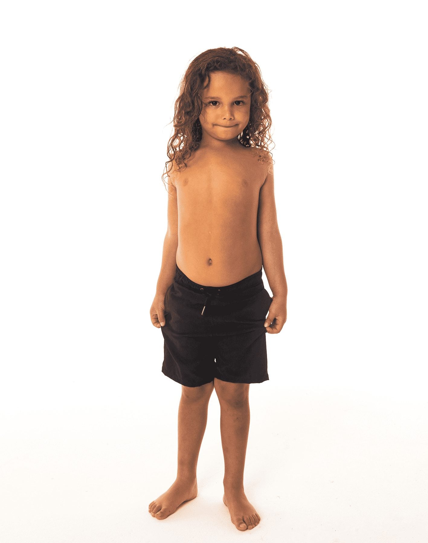 Eco-Friendly Navy Blue Kids' Shorts by SevenC's - Full View on model