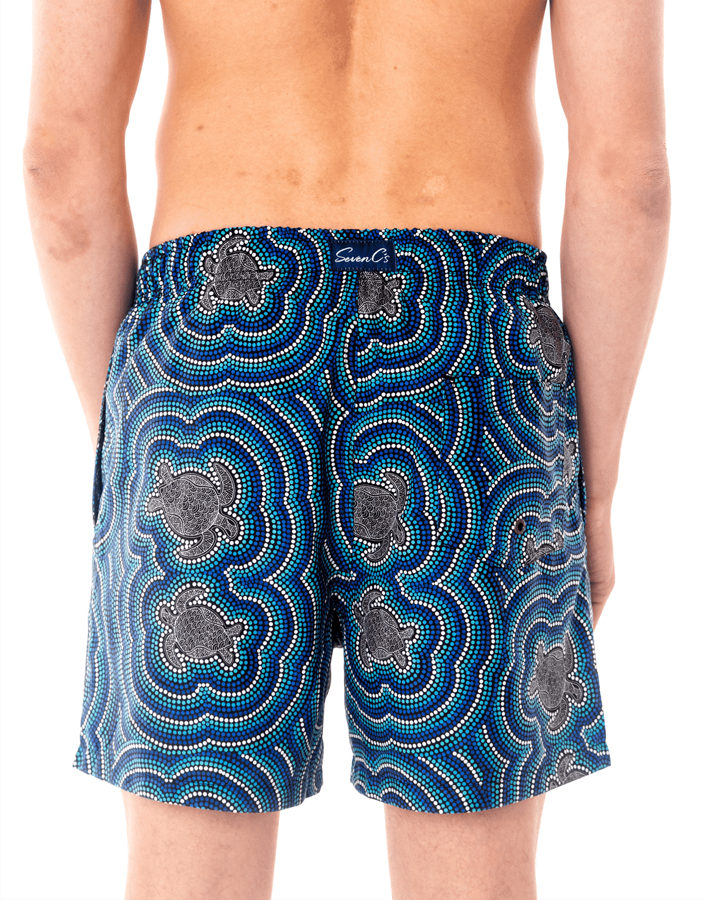 Eco-Friendly Dot art turtle Print Mens' Shorts by SevenC's - Back view