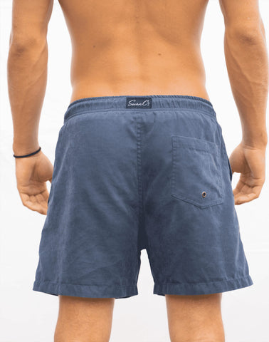 SevenC's Men's Recycled Polyester Shorts in Navy Blue - Back view