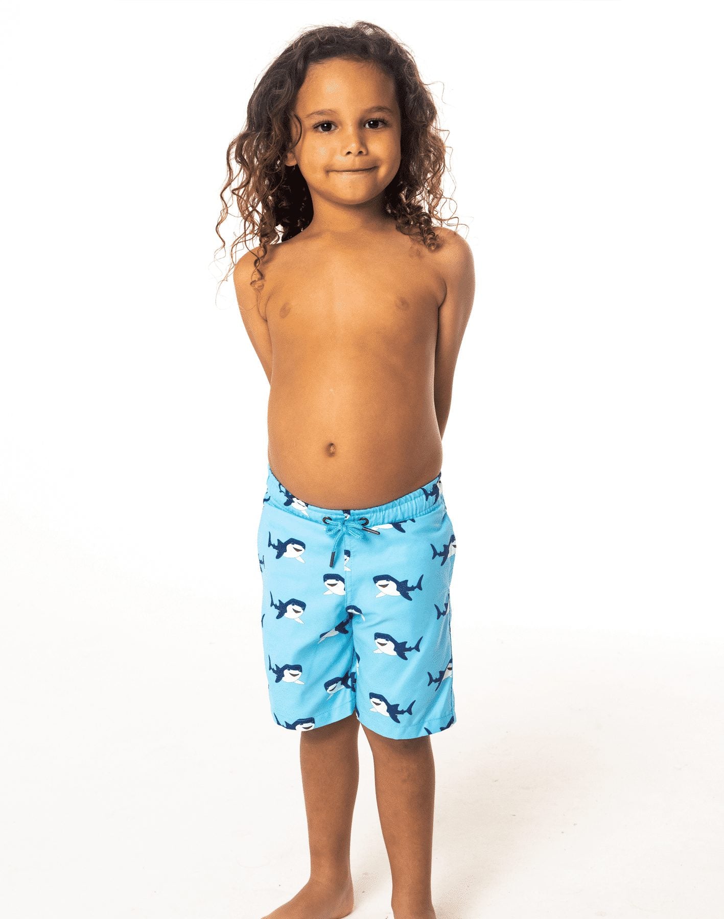 Sustainable Men's Whaleshark Print Shorts from SevenC's - Front View on model